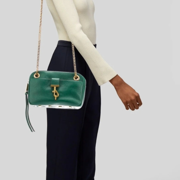 Rebecca Minkoff Lou shoulder bag green leather brushed gold hardware - Picture 7 of 10